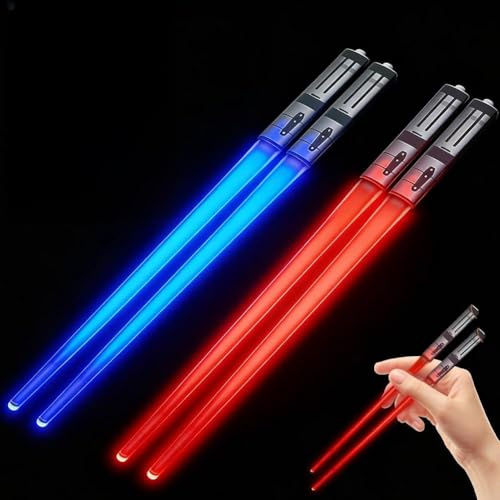 9 Farbe Leuchtende Essstäbchen, 2 Paar Lightsaber Chopsticks, Wiederverwendbar Lichtschwert Essstäbchen, LED Chopsticks Leuchtende, Lichtschwert Chopstick für Küchen Dinnerparty Sushi Party Besteck