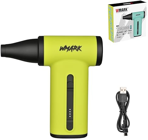 WMARK Electric Adjustable Turbo Jet Fan Compressed Air Duster - 130000 RPM Brushless Motor Mini Blower, 33m/s Max Wind Speed for Computer, Workshop, Home, Outdoor & Car, NG-TB001 (Green)