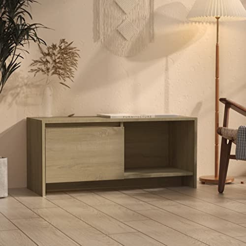 IBUQDDV TV-Schrank Sonoma-Eiche 90x35x40 cm Holzwerkstoff Lowboard mit 1 Tür und 1 Fach für DVDs und Spielkonsolen, Stabile Aufbewahrung und Einfache Reinigung