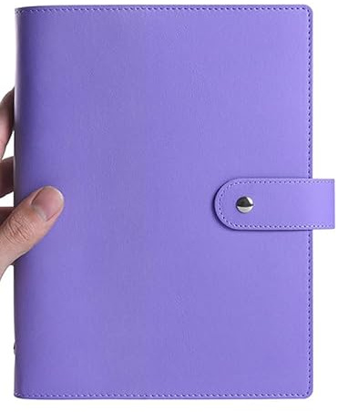 ZHOUXYFDC Loose-Leaf Handbook A6/A5 PU Leather DIY Binder Notebook Cover Diary Agenda Planner Paper Cover Stationery(Purple Cover,A5)