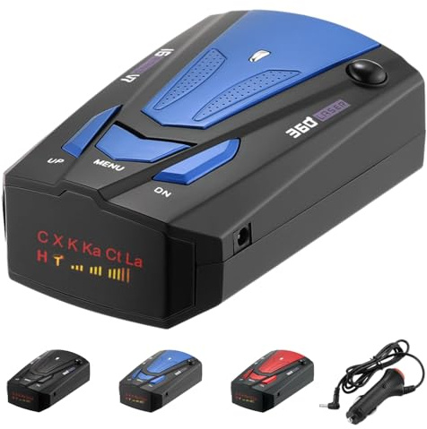 Speeder Pro Radar Detector Car Radar & Speed Camera Detector Long Range Detection 360° Omnidirectional Monitoring Voice Alerts Early Warning for Speed Traps & Photo Capture (Blue)