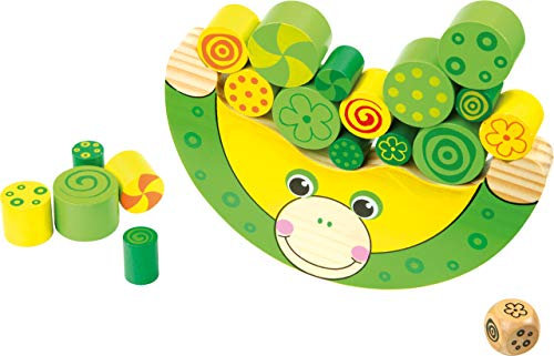 Small Foot Balancierfrosch aus natürlichem Holz, 100% FSC-Zertifiziert. Motorikspielzeug inkl. Würfel, für Kinder ab 3 Jahren. 11058, Mehrfarbig