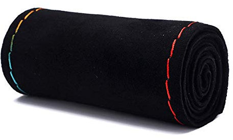 Einzigartige Neue Wildleder Material Auto Hand Nähen Lenkradbezug Größe 15 Zoll Schwarze mehrfarbige Linie