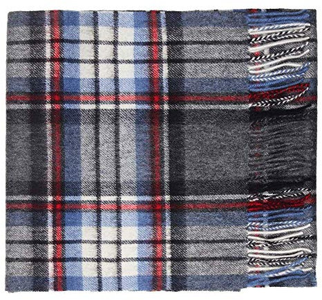 Oxfords Cashmere Reine Schurwolle Luxury Tartan Schal, Grey Stewart