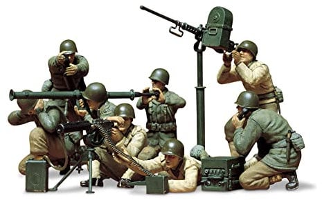 TAMIYA 35086 1:35 Figure Set US MG/Mortar Squad(8) - réplica Fiel, modelismo, Kit de plástico, Hobby, encolado, Kit de modelismo, Montaje, sin Pintar