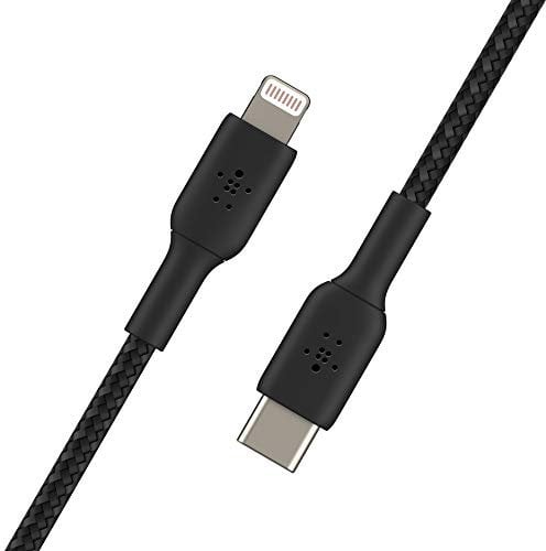Belkin Braided USB-C to Lightning Cable (iPhone Fast Charging Cable for iPhone 14, 13, 12 or earlier) Boost Charge MFi-Certified iPhone USB-C Cable (1m, Black)