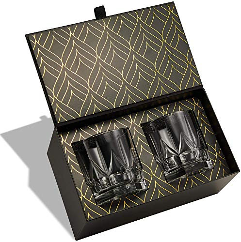 Los Primeros Vasos de Cristal Ecológico del Mundo – Vaso de Whisky Europeo Modelo Imperial (355 ml) – Vaso de Cata para Scotch, Bourbon y Cócteles - Elegante Caja de Regalo con Lámina de Oro de ROCKS