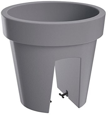 Erhard-Trading Altea Jardinera para balcón, macetero, barandilla, ovalada, redonda, multicolor (redonda, gris piedra)