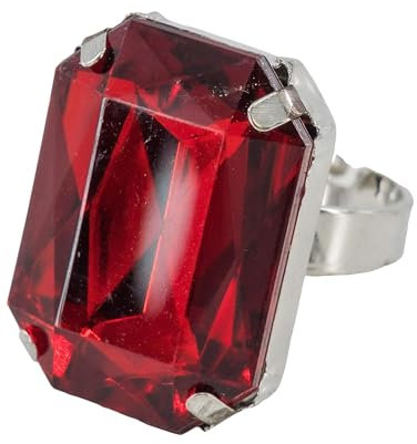 Chaks Silberner Ring mit blutrotem Stein | Einheitsgröße - Vampir Hexe Teufel