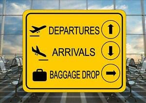 BCTS Plaque de reproduction de l'aéroport avec inscription « Stag & Hen », cadeau de départ aéroport arrivals » - Plaque en métal carrée - 30,5 x 30,5 cm