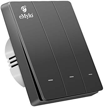 eMylo WiFi Smart Interruttore della luce da parete Pulsante Interruttore a bilanciere, controllo vocale Funzione Compatibile con Alexa/Google Home Filo neutro non richiesto (3 pulsante-grigio)