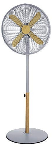 Russell Hobbs RHMPF1601WDG 16 Scandi Electric Pedestal Fan, Tall Standing Fan, 1m to 1.25m Height, 3 Speed Settings, Oscillating Fan & Adjustable Tilt, 60W, Grey and Wood Effect
