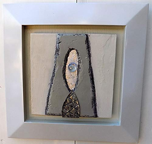 Marblechic - Quadro a Olio Realizzato a Mano in Tela Gesso e Metallo cm 33x33 Cornice in Legno A