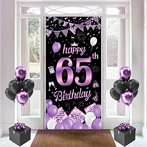 65. Geburtstag Frau Deko, 65 Geburtstagsbanner, Banner 65 Geburtstag Frauenund Männer, Lila Dekoration Banner Hintergrund, Extra Große Geburtstags 65 Schild Poster zum Geburtstagsfeier Deko