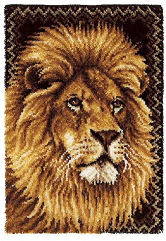 Large Size Latch Hook Rug Kits for Adults and Children DIY Needlework Crocheting Rug Kit with Color Preprinted Pattern,43.3 x 31 Inch