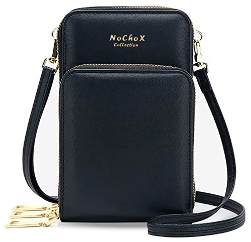 NoChoX Klein Handy Umhängetasche - PU Leder Reißverschluss Geldbörse Damen Crossbody Schultertasche Brieftasche Zum Handytasche