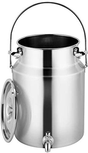 YMJOINMX 304 Edelstahl-Milchkanne mit Zapfhahn, 10 Liter, Metall, Wasser, Getränkespender, Milcheimer, Milcheimer für Milch, Wein, Öl
