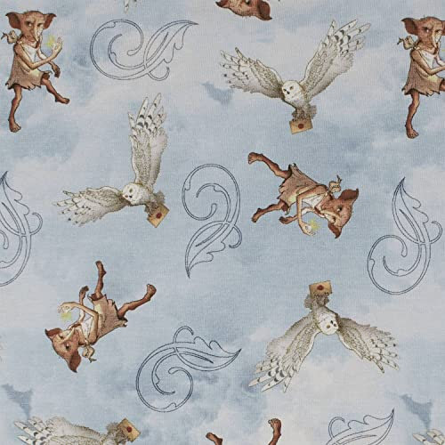 Jersey Stoff Harry Potter, Dobby, Schneeeule Hedwig, blau (Länge am Stück: ab 50cm / Breite: 150cm)