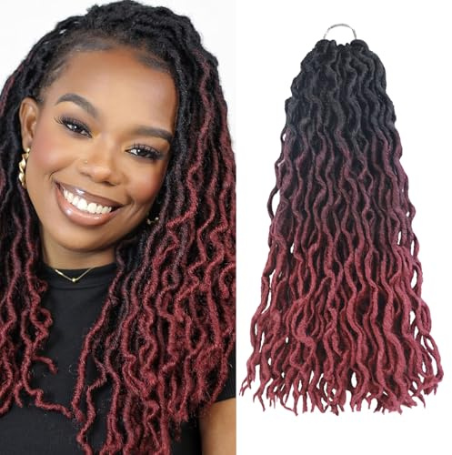 6 Packs Gypsy Faux Locs Crochet Cheveux 18 pouces Ombre Doux Gypsy Locs Ondulés Crochet Tresses 3 Tons Profond Bouclés Ondulés Tressage Extensions De Cheveux Déesse Locs Cheveux(45.72cm,1B/530/350)