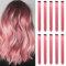 Farbige Haarverlängerungen Clip In Für Mädchen 22 Zoll Bunte Gerade Haarverlängerungen Für Party Highlights Haar Zubehör Haarteile Für Kinder Frauen（10 PCS Prinzessinrosa）