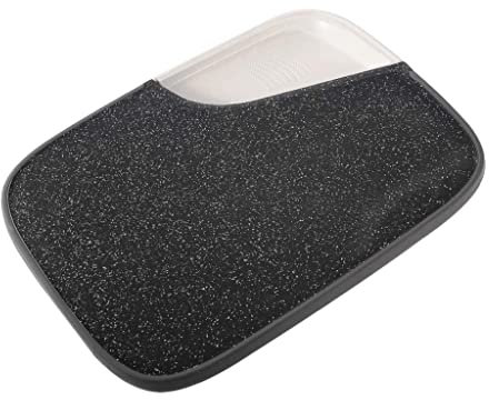 Royal Cuisine 2-in-1 Kunststoff-Schneidebrett, dickes Schneidebrett mit spülmaschinenfest, Loch zum Aufhängen, große Größe (35 x 25,4 cm) (schwarzer Marmor)