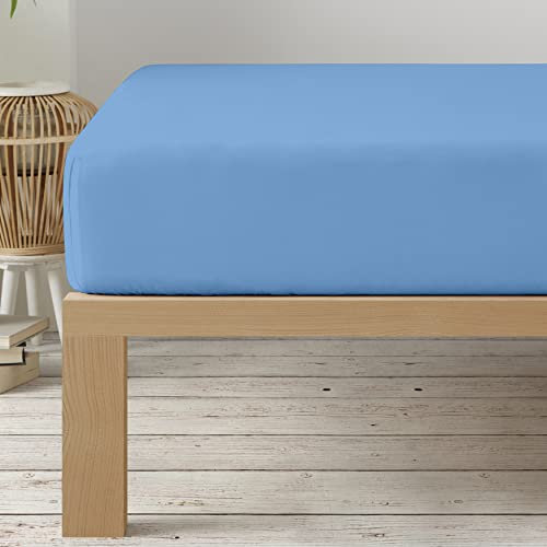Degrees Home - COLLEZIONE - Lenzuolo con angoli 90 x 190 x 33 - Regolabile - Microfibra poliestere garzata - Blu