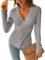Cupshe Pull sexy à col en V et manches longues en tricot torsadé pour femme - Gris - Taille M, gris, Taille M