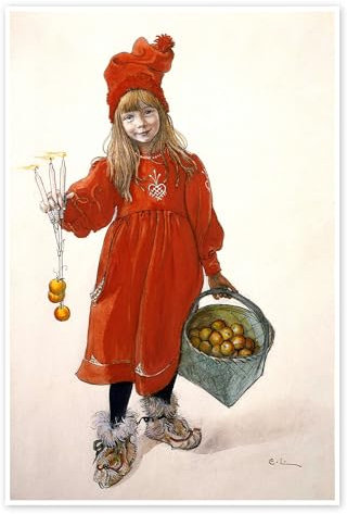 Brita als Iduna Poster von Carl Larsson 80 x 120 cm Rot Wandbilder Wanddeko