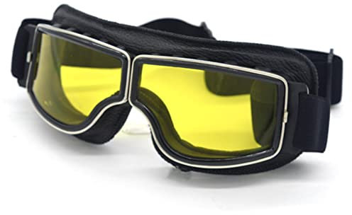 COOKOE Universal Motorrad Vintage Brille Pilot Motorrad Scooter Biker Brille Steampunk Brille für Helm