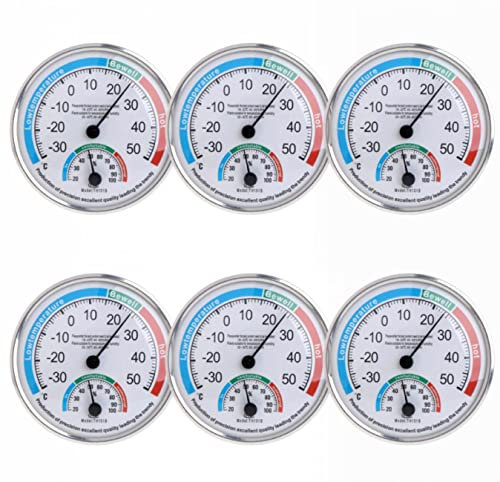 Hygrometer Innen Analog, Thermometer Aussen,13cm Thermometer und Hygrometer, Analoges Thermo-Hygrometer Geeignet für Häuser, Gewächshäuser, Gärten, Autos, Batteriefrei, 6 Stücke