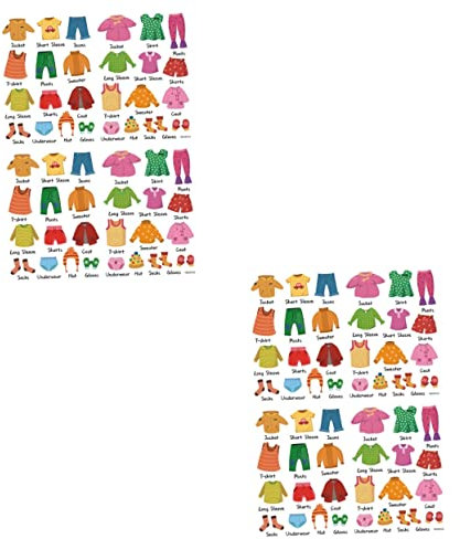 2 Sets Kleiderschrank Aufkleber Bögen für Kinder Aufkleber Etiketten Kommoden für Schrank Kommode Kleidung Aufkleber Kleidung Sortieren Aufkleber Kommode Kleidung Aufkleber für Mädchen Kleidung