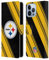 Head Case Designs Licenciado Oficialmente NFL Rayas Obras de Arte de Pittsburgh Steelers Carcasa de Cuero Tipo Libro Compatible con Apple iPhone 13 Pro MAX