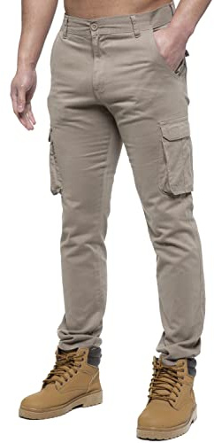 989Zé ENZO Herren-Cargohose, gerades Bein, normale Passform, Chinohose, EZ425