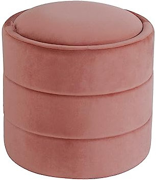 HomePop Pouf rotondo per la casa, ottomana imbottita in velluto, colore rosa cipria
