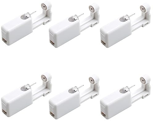 ASYKNM 6 Stück Ohrlochstechpistole,Einweg-Steril-Sicherheits-Ohrnasen-Piercing-Pistolen-Kit Schmerzfreies Weißer Einweg-Ohr-Piercing, sterile Einweg-Pistole, Unisex