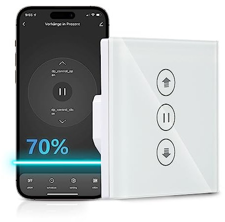 HEUXGIR Interruptor Persiana WiFi Porcentual,Temporizador Inteligente Para Persianas Compatible con Alexa y Google Assistant, 2.4GHz(Necesita Cable Neutro) (1)