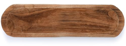 Xaatren Large Wooden Dough Bowl Decorative Wooden Bowl Rustic Long Dough Bowls Decor for Farmhouse Home Dining Table Centerpiece Living Room Kitchen Decorations(20 x 6 Inch,Brown)