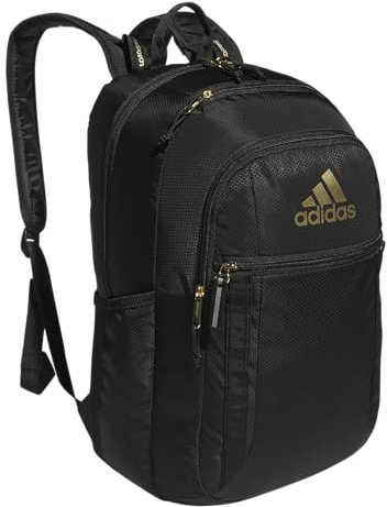 adidas Unisex's Excel Backpack for Men & Women – Durable Large Athletic Laptop Bag, 7.0/Black/Gold Metallic 2.0, One Size