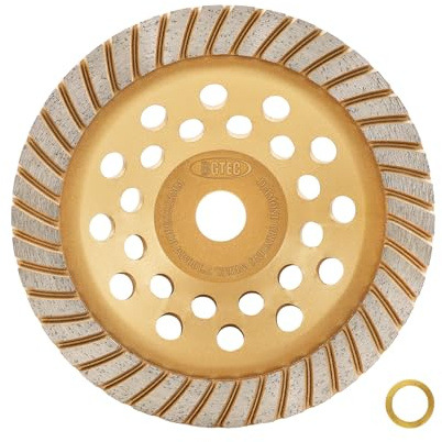 BGTEC Diamond Cup Grinding Wheel - 180mm Turbo Row Concrete Diamond Grinder Disc with 22.23/15.875 Ruducer Washer for Grinding on Granite Marble Concrete Brick Masonry