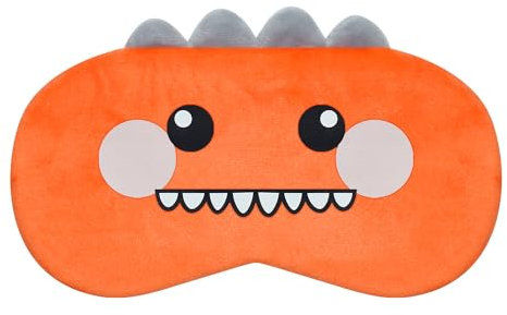 Mezeic Schlafmaske Dinosaurier Augenmaske für Schlafen Neuheit Plüsch Schlafmasken Reisen Nickerchen Augenbinde Augen Abdeckung Nachtmaske für Kinder Mädchen Jungen Damen (Orange Dinosaurier)