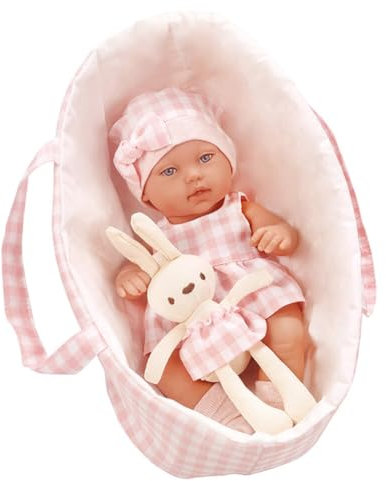 ISAKEN Washable Newborn Reborn Dolls Vinyl Reborn Dolls Mini Doll Toy Lifelike Dolls with Cradle Miniature Toys for Children Boys Girls