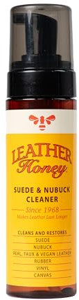 Leather Honey Limpiador de gamuza: cuidado de ante y nobuk no tóxico desde 1968. Limpia y restaura zapatos de gamuza y nobuk, botas, chaquetas, Uggs, bolsos, bolsos y