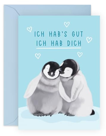 Central 23 Pinguin Jubiläumskarte für Männer Frauen – ICH HAB'S GUT ICH HAB DICH – Für Hochzeitstag Valentinstag Geburtstag – Für Freund Freundin Ehemann Ehefrau – Mit Aufklebern