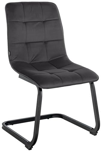 CLP Chaise de Salle à Manger Vermont I Revêtue de Velours I Chaise rembourrée à piétement Luge, Couleur:Noir