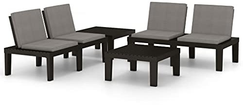 Makastle 4-TLG. Gartenmöbel Set, Gartensofa mit Kissen & Tisch, Outdoor Lounge Sofa Balkonmöbel Terrassenmöbel Gartengarnitur Sitzgruppe für Terrasse und Balkon, Kunststoff Grau
