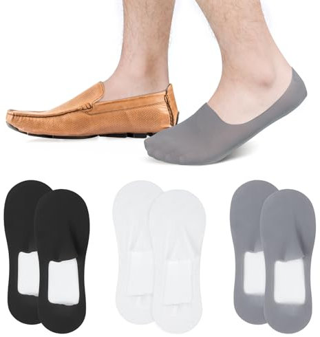 Kiiwah 6 Paires Chaussettes Invisibles Homme, Soie Socquettes Invisibles de Homme Respirantes avec Silicone Antidérapant pour Travail, Rendez-Vous, Sport, Voyages