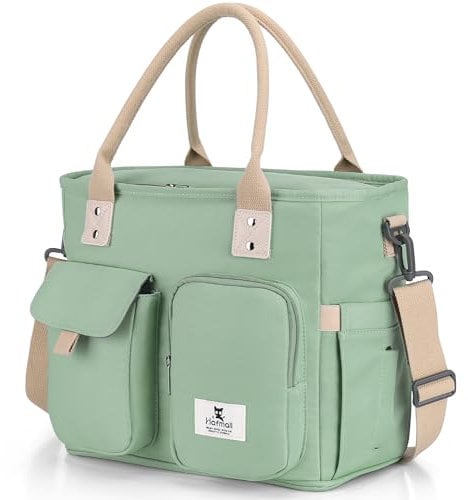 Hafmall Lunchtasche18L, Tragbare Lunchbag mit Reißverschluss, kleine Lunchbox Tasche für Arbeit Reisen Büro Picknick Grün