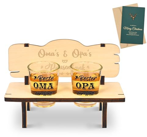 Joymaking Schnapsbank- und Schnapsgläser-Set für Großeltern, Geschenk für Oma und Opa, Weihnachten, Weihnachtsgeschenke für Eltern