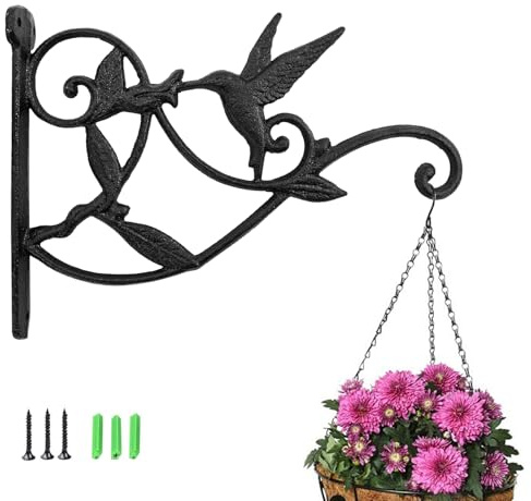 MrMrKura 10 Inch Hanging Plant Bracket, Outdoor Plant Hangers Metal Heavy Duty Wall Hooks for Hanging Baskets/Bird Feeder/Lanterns/Wind Chimes (1 Piece)