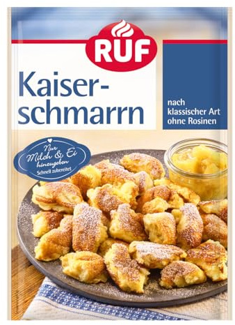 RUF Kaiserschmarrn nach traditioneller Art ohne Rosinen, super fluffiger Teig, schnell und einfach zubereitet mit nur Milch und Ei, klassischer österreichischer Genuss, 1 x 165 g